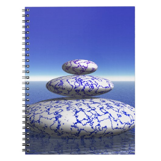 Zen Stone Blue Paars Ocean Love Peace Inspiration Notitieboek (Voorkant)