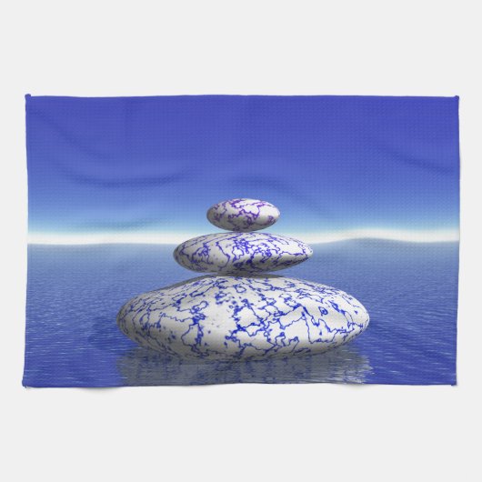 Zen Stone Blue Paars Ocean Love Peace Inspiration Theedoek (Horizontaal)