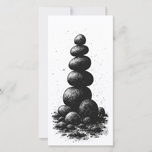 Zen Stone Cairn – Minimalist Ritual Invitation (Voorkant)
