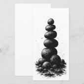 Zen Stone Cairn – Minimalist Ritual Invitation (Voorkant / Achterkant)