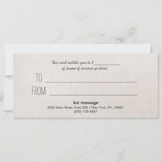 Zen Stone Massage Therapist Cadeaubon (Achterkant)