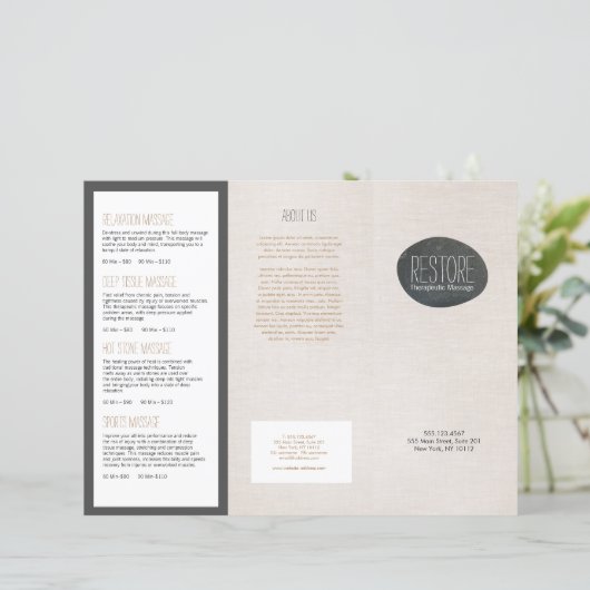 Zen Stone Massage Therapist Trifold Brochure (Staand voorkant)