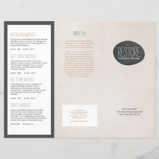 Zen Stone Massage Therapist Trifold Brochure (Voorkant)