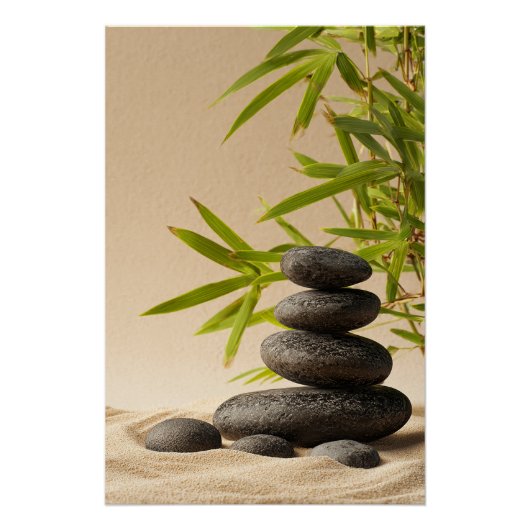 Zen Stone Stack - Minimal Japandi Wall Art Print Perfect Poster (Voorkant)