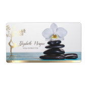 Zen Stone Witte Orchidee Gouden Boom Vrouwen Silho Etiket (Voorkant)