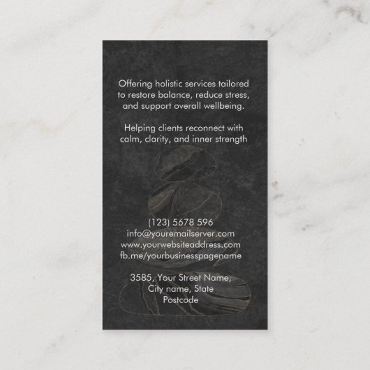 Zen Stones Black Marble and gold - Minimal Visitekaartje (Achterkant)
