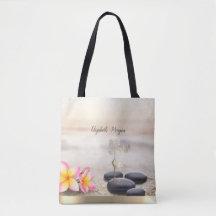 Zen Stones, Flowers, Gold Tree Women Silhouette