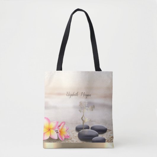 Zen Stones, Flowers, Gold Tree Women Silhouette Tote Bag (Voorkant)
