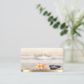 Zen Stones,Flowers,Gold Yoga Visitekaartje (Staand voorkant)