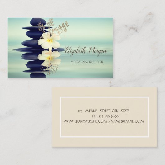 Zen Stones Gouden Boom Silhouet Witte Orchidee Visitekaartje (Voorkant / Achterkant)