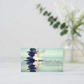 Zen Stones Gouden Boom Silhouet Witte Orchidee Visitekaartje (Staand voorkant)