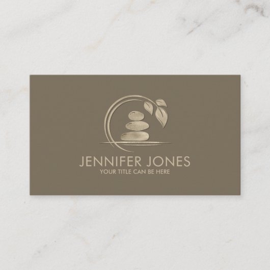Zen Stones - harmony and tranquility pastelgoud Visitekaartje (Voorkant)