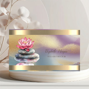 Zen Stones Lotus Gold Stripe Kleurrijke Yoga Visitekaartje