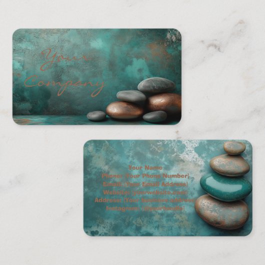 Zen Stones Spa Wellness Turquoise copper Visitekaartje (Voorkant / Achterkant)