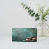 Zen Stones Spa Wellness Turquoise copper Visitekaartje (Staand voorkant)
