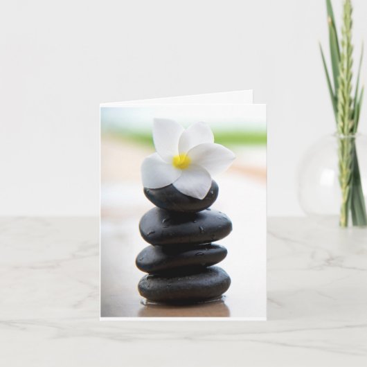 Zen Stones, vreedzaam, Meditatie, Witte Bloem Bedankkaart (Voorkant)