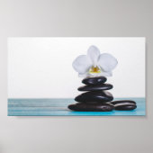 Zen Stones Witte Orchidee Poster (Voorkant)