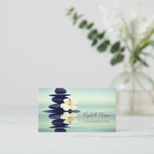 Zen Stones Witte Orchidee Visitekaartje (Staand voorkant)