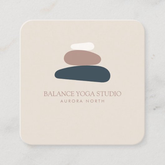 Zen Stones Yoga Instructor Custom Name Vierkante Visitekaartje (Voorkant)