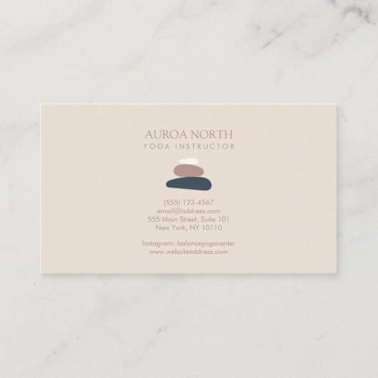 Zen Stones Yoga Instructor Custom Name Visitekaartje (Achterkant)