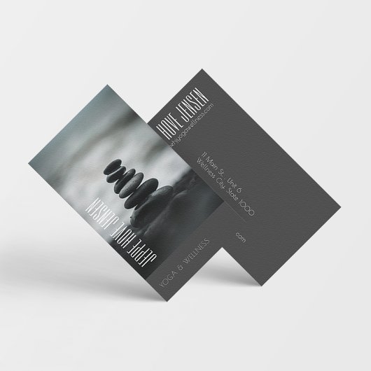 Zen Stones Yoga & Wellness Black en White Busine Visitekaartje