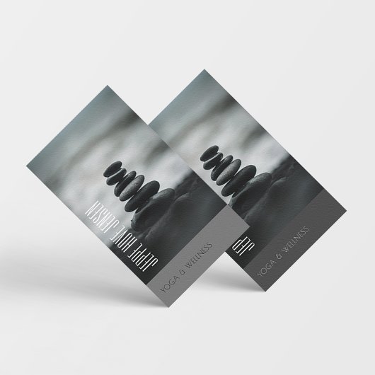 Zen Stones Yoga & Wellness Black en White Busine Visitekaartje