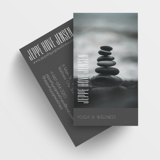 Zen Stones Yoga & Wellness Black en White Busine Visitekaartje