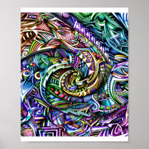 Zen Swirl — Regenboog Kleur Swirl Kunst Poster