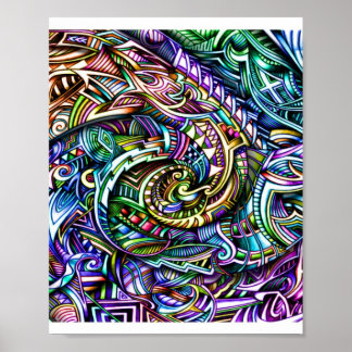 Zen Swirl — Regenboog Kleur Swirl Kunst Poster