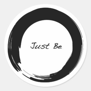 Zen-symbool met "Just be" Ronde Sticker