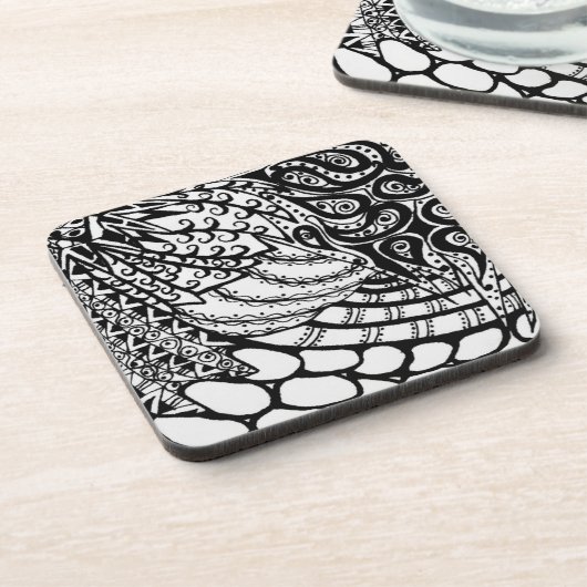 Zen Tangle Patronen Bier Onderzetter (Linkerzijde)