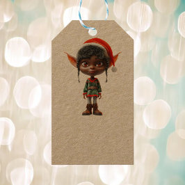 Zen Teen Christmas Elf Kraft Gift Label Cadeaulabel