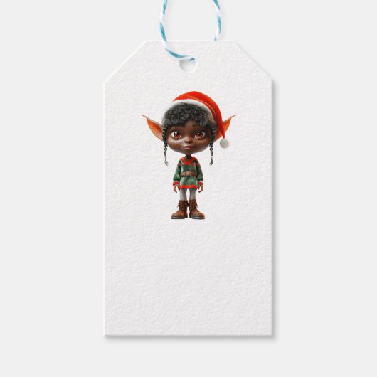 Zen Teen Christmas Elf White Gift Label Cadeaulabel (Voorkant)
