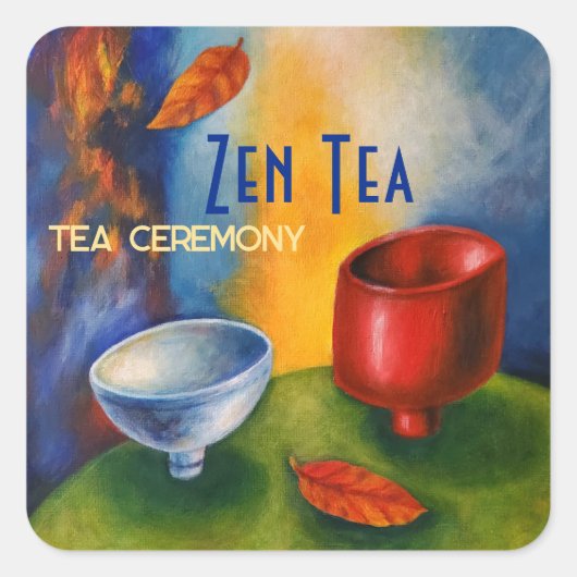 Zen thee/herfst thee/thee ceremonie/ vierkante sticker (Voorkant)
