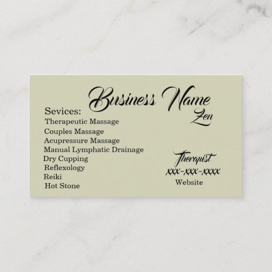 Zen Therapy Visitekaartje (Achterkant)