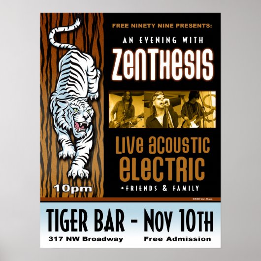 ZEN THESIS LIVE @ Tiger Bar 2009 Poster (Voorkant)