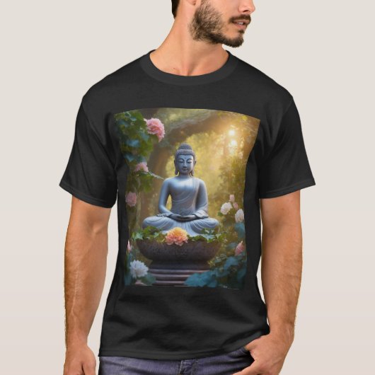 "Zen Threads: Boeddha-geïnspireerd rust T-shirt" T-shirt (Voorkant)