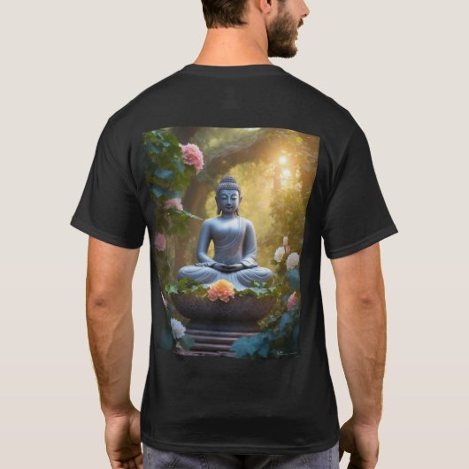 "Zen Threads: Boeddha-geïnspireerd rust T-shirt" T-shirt (Achterkant)