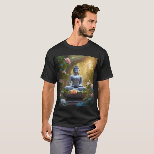 "Zen Threads: Boeddha-geïnspireerd rust T-shirt" T-shirt (Voorkant volledig)