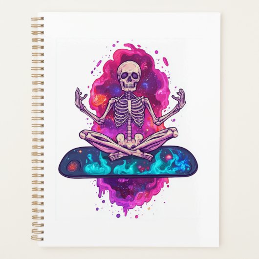 Zen tot op het Bot - Grappige Ruimte Yoga Skelet Planner (Voorkant)