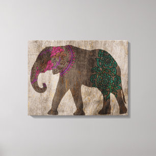 Zen Tribal Asian Elephant Canvas Afdruk