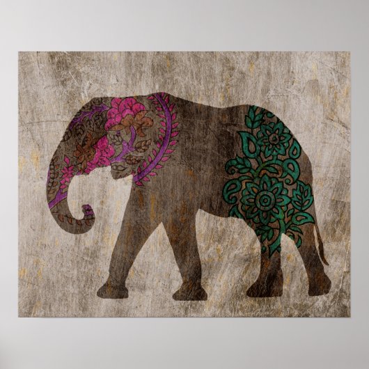 Zen Tribal Asian Elephant Poster (Voorkant)
