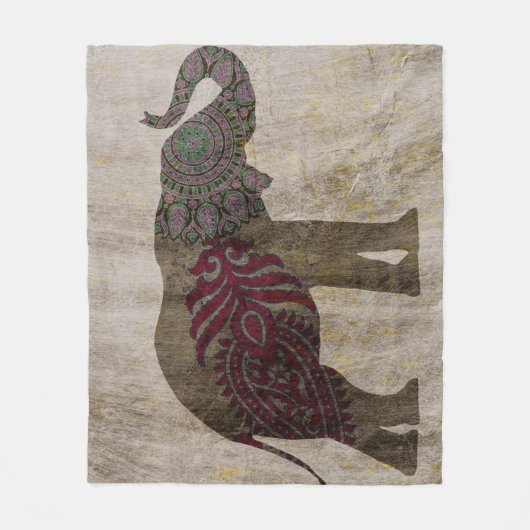 Zen Tribal Elephant Fleece Deken (Voorkant)