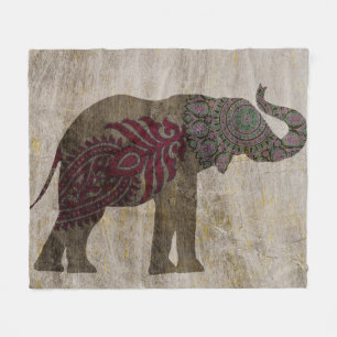 Zen Tribal Elephant Fleece Deken