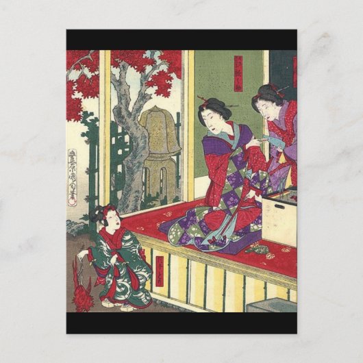zen tuin herfst esdoorn kimono japans geisha briefkaart (Voorkant)