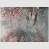 Zen Tuin Koi Vijver & Sakura Berg Decoupage Tissuepapier (Voorkant)