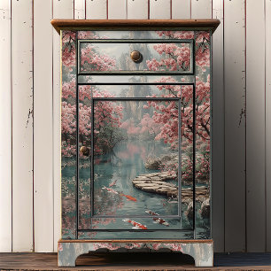Zen Tuin Koi Vijver & Sakura Berg Decoupage Tissuepapier