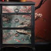 Zen Tuin Koi Vijver & Sakura Berg Decoupage Tissuepapier