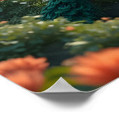 zen tuin met pauwen poster (Hoek)