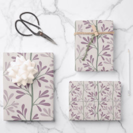Zen Tuin Stelen Mauve en Groen Botanisch Inpakpapier Vel
